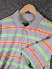 Nike Dri-FIT Golf Polo Shirt Mens Large Stripe Short Sleeve Athletic Performance