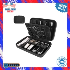 Large Black Barber Travel Case Hair -Clippers Trimmer Organizer Grooming Storage