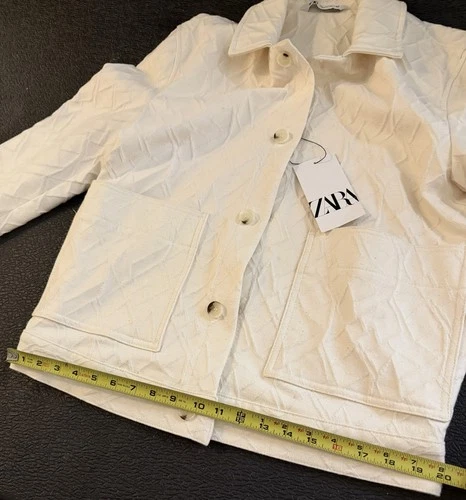 Zara White/Cream Quilted Button-Front Collared Jacket w/ Pockets Men’s Size S image 6