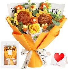 Crochet Flower Bouquet for Mom, Crochet Knitted Sunflower Gift Artificial Flower