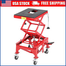 350lbs Hydraulic Motorcycle Lift Table 4 Wheels Atv Dirt Bike Scissor Jack Stand