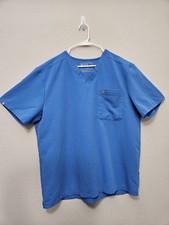 Figs Leon Mens Xxl Blue 3 Pocket V Neck Scrub Top Nursing Workwear Scrubs