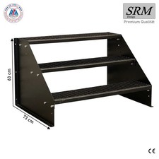 Standtreppe freistehend Treppe 3 Stufen komplett schwarz, 60 - 160 cm B, 63 cm H