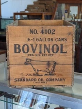 ***RARE*** Large Bovinol Standard Oil INDIANA Advertising Wooden Farm Cow Crate 