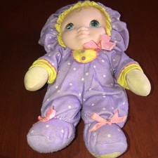Vintage Playskool Doll Jammie Pies Purple Pittipin Stuffed Plush Polka Dots