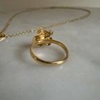 Vintage Gold Tone Heart Bear With Rhinestone Stone “E” Namesake Necklace & Ring — photo 5