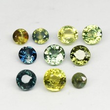 💎 10p Lot 1.14ct 2-3mm Round Natural Blue Green Yellow Sapphire - Unheated Gems