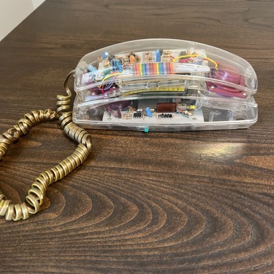 Vintage 1990's ITT Corded Brights Phone Clear Transparent Phone UNTESTED