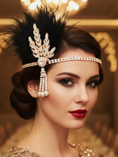 Gortin 1920'S Flapper Feather Headband Art Deco Great Gatsby Headpiece Inspired