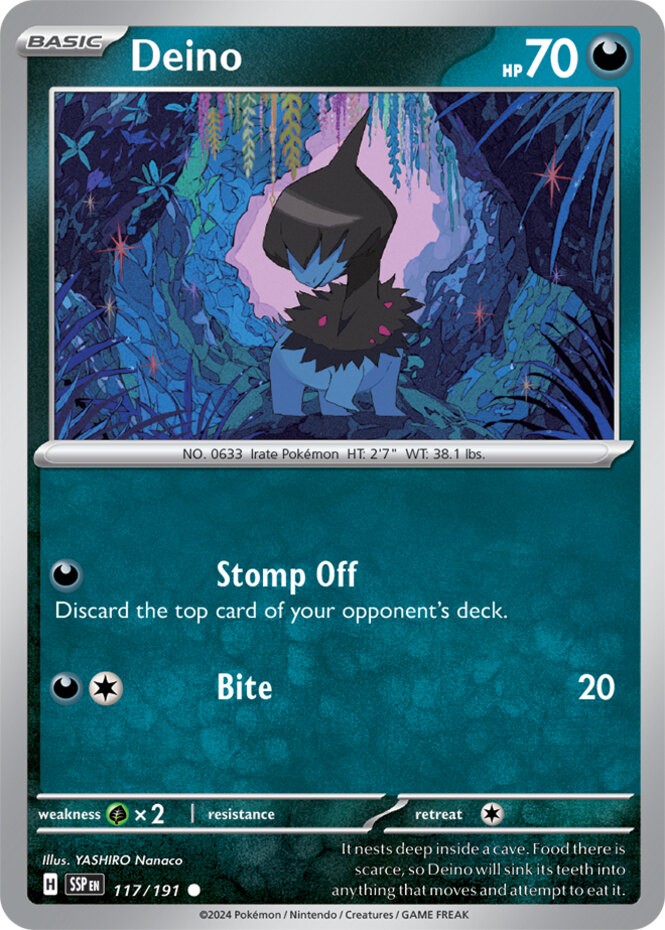 Deino - 117/191 - Common (Near Mint) Surging Sparks - Darkness Pokémon