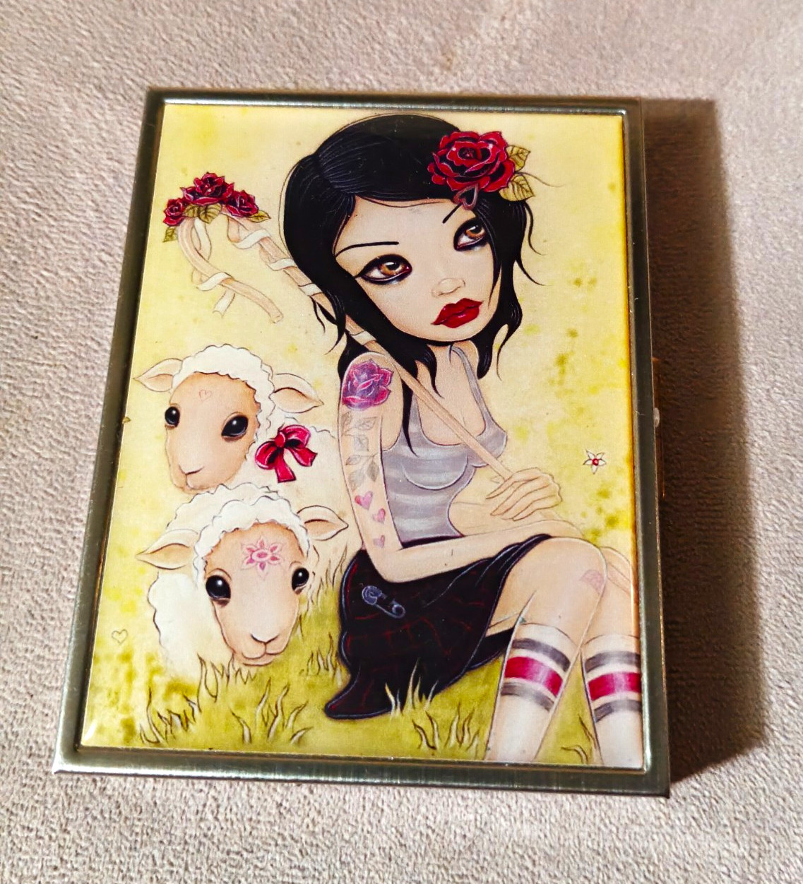 Vintage Classic Hardware Caia Koopman Bo Peep Metal Wallet Case Goth PRISTINE