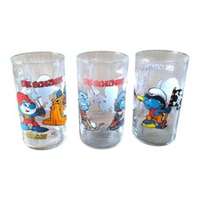 3x Schlümpfe Glas 2/4 Motiven Senfglas Sammelglas Set Sammler Kinder Seefahrt