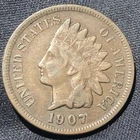 1907 USA Indian Head Cent Bronze Coin - VF+ (Very Fine) condition