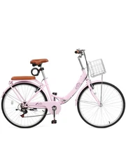 26 Inch Foldable Bike Folding Bicycle,7 Speed Adjustable Seat Cruiser Bicycle