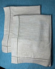 Ralph Lauren EURO Shams - HEMSTITCH Twill Linen Cotton Cream Set Of 2