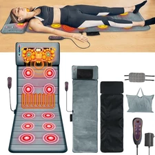 Full Body Electric Massage Mat with Neck Massage Pillow Heating Vibration Timer