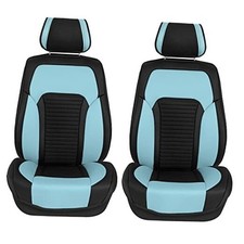 Front Set Faux Leather Car Seat Cushions for Low Back Seat, Universal Blue