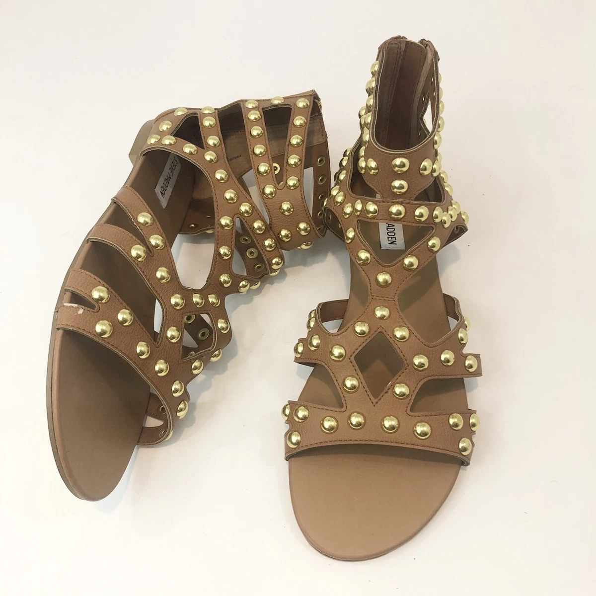 Steve madden spiked cognac sandals hot sale