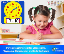 Large Magnetic Dry Erase Teaching Clock for Kids Analog Digital Time Learning