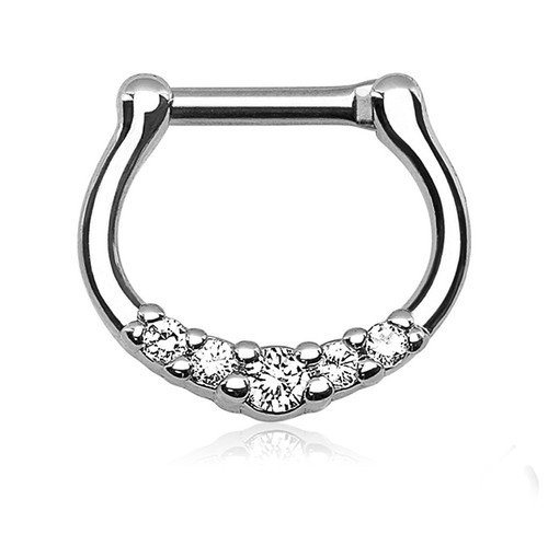 1 pieza anillo nariz de acero quirúrgico 16 g con clicker de cinco gemas 316L Tú eliges el color - Imagen 8 de 9