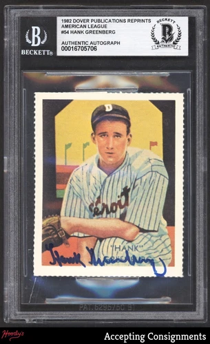 1982 Dover Publication Reprint AL #54 Hank Greenberg Autograph AUTO BGS AUTH