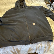 Carhartt Bllack Zip Hooded Heavy Lined Work Jacket Men 3XL