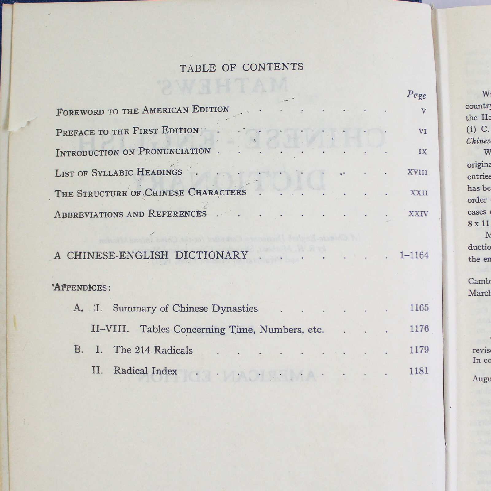 Mathews' ChineseEnglish Dictionary 1944 Hardcover Revised American