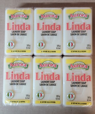6 x Linda Italian Laundry Soap 6.5 Ounce Bar natural ingredient - FREE SHIPPING
