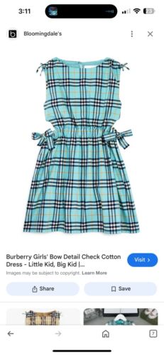 Burberry dress for girls with turquoise checks size 10y Worn Once! Bloomingdales - Picture 2 of 10