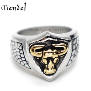 Authentic MENDEL Mens Gold Plated Zodiac Taurus Bull Head Ring Size 7-15