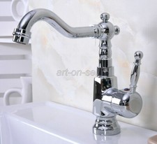 Chrome Single Hole Swivel Spout Bathroom Sink Vessel faucet Basin Mixer Tap