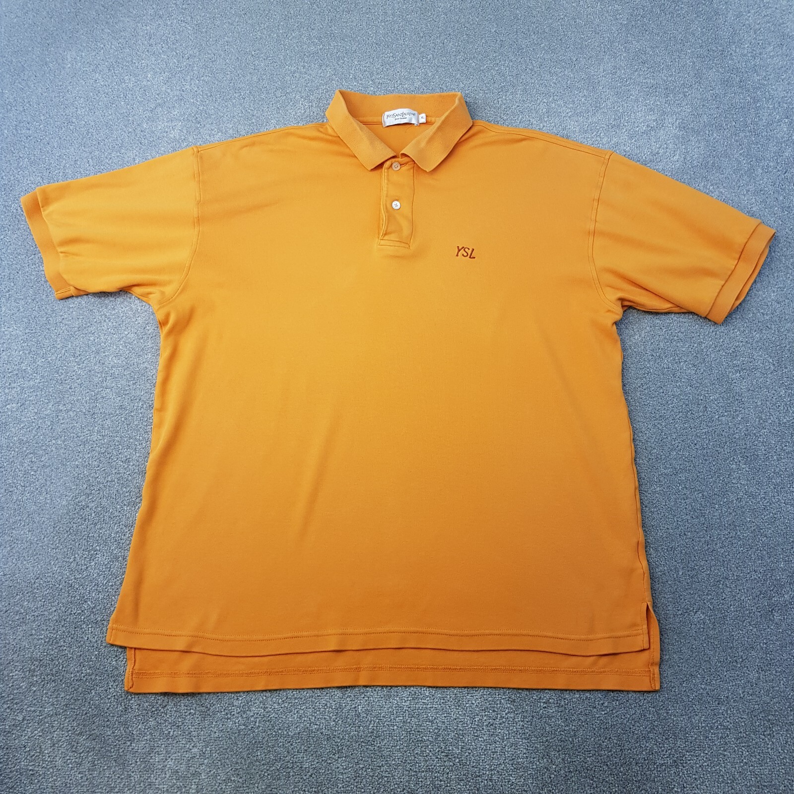 YSL Mens Polo Shirt XL Orange Yves Saint Laurent Retro VTG Preppy