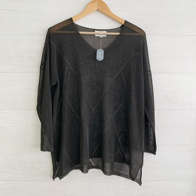 NWT Arianna by Howard s - Black diamond knit v-neck sweater One Size