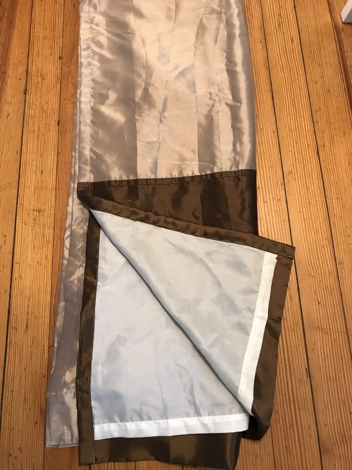 Better Homes polyester tan & brown stripe lined back tab 84" lined drapes - Image 4 of 4