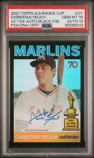 2021 Topps All Star Rookie Cup Auto Christian Yelich Black Foil /10 PSA 10