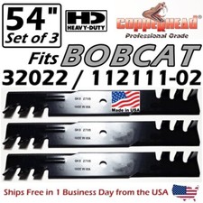 COPPERHEAD 3-PK 54" HD BOBCAT MULCHING GATOR BLADES 32022, 112111-02 MADE IN USA