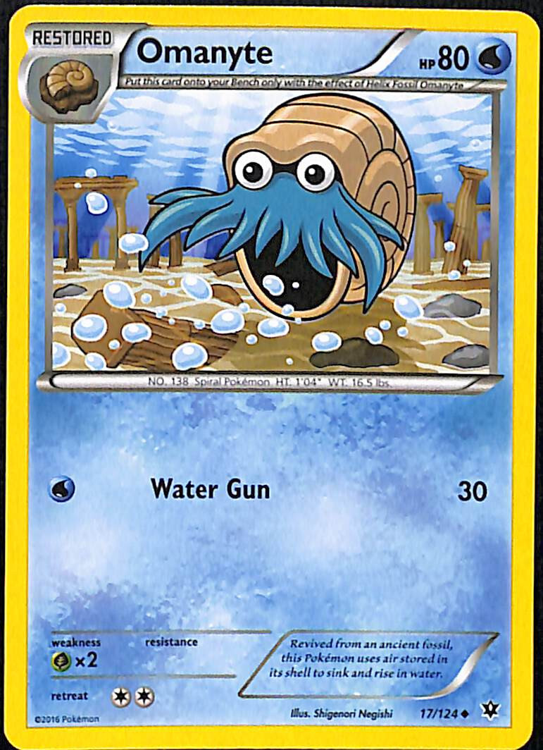 Omanyte 17/124 Fates Collide NM Regular Uncommon Pokemon Card