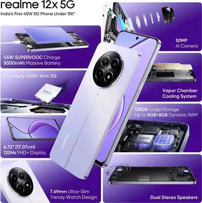 Realme 12x 5G (Purple, 128 GB 6GB )6.72