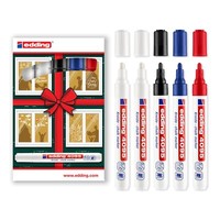 Edding 4095 Kreide Marker Stifte 2-3Mm Set Von 5 2X Weiß, 1X Schwarz, Blau, Rot