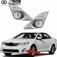Pair Of Fog Lights Lamps Wchrome Cover Kits For 2012-2014 Toyota Camry L Le Xle Pair Of Fog Lights Lamps Wchrome Cover Kits For 2012-2014 Toyota Camry L Le Xle