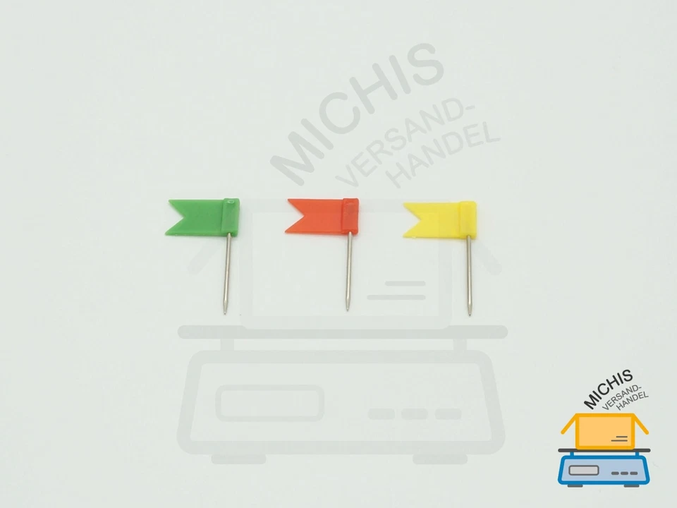 5 bis 250 Stück Pinnwandnadeln – Markierungsfahnen, Flagge, rot, gelb, grün
