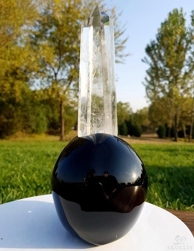 The Source of the Energy - Huge 11.3" Black Obsidian Crystal Skull Sculpture - Picture 8 of 19