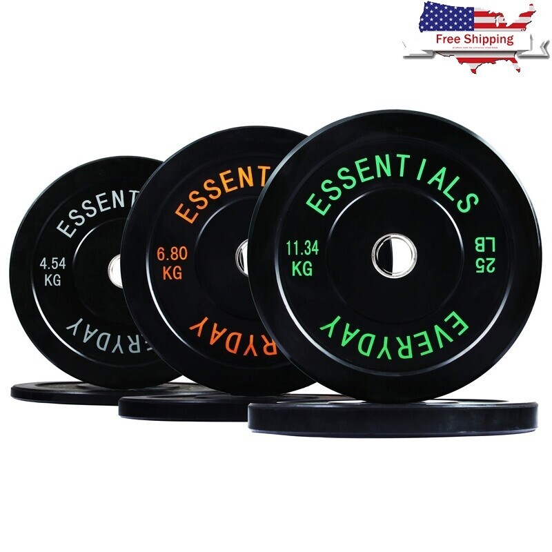 Bumper Plate Set 10lb 15lb 25lb Rubber Weight Plates Weightlifting