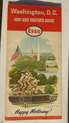1963 Washington, D.C. road  map Esso oil gas emabssies downtown streets guide