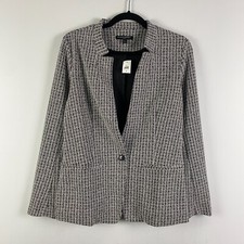Banana Republic Boucle Knit Blazer Womens Size Small Black White