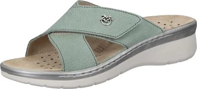 FLY FLOT Damen Pantolette KLETT hellgrün EINLAGEN GEEIGNET Keilsohle