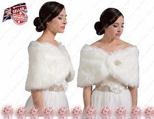 New Elegant Faux Fur Bridal Wedding Winter Wrap Bolero Coat Shawl Ivory S/M/L/XL
