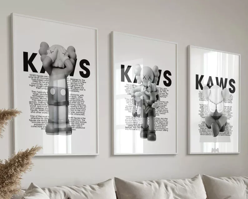 Kaws sitting graffiti canvas poster wall art home decor