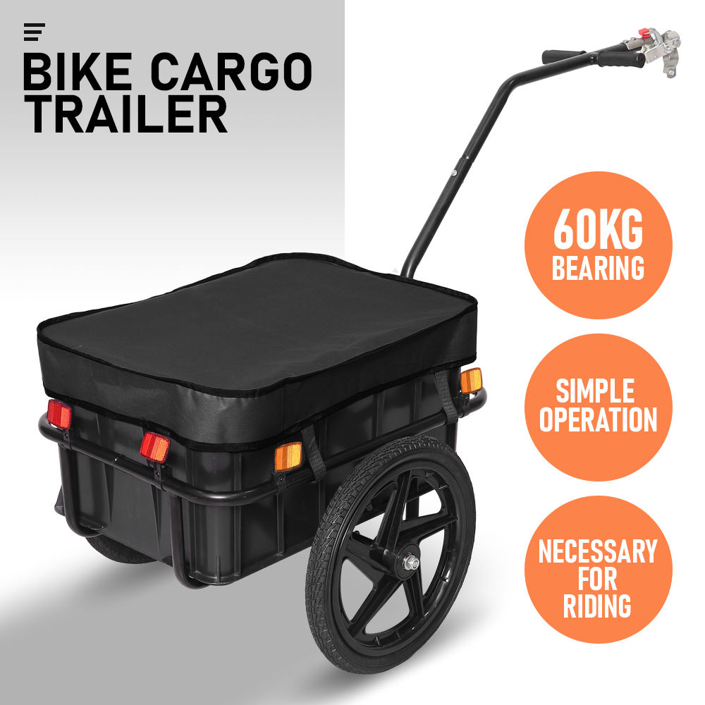 Bicycle Cargo Trailer with Removable Box and Waterproof Cover Bike