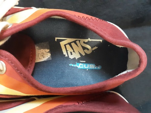 Vans Off The Wall Maroon rainbow stripe Womens Size 6 mens 4.5 rare unique EUC - Picture 7 of 9